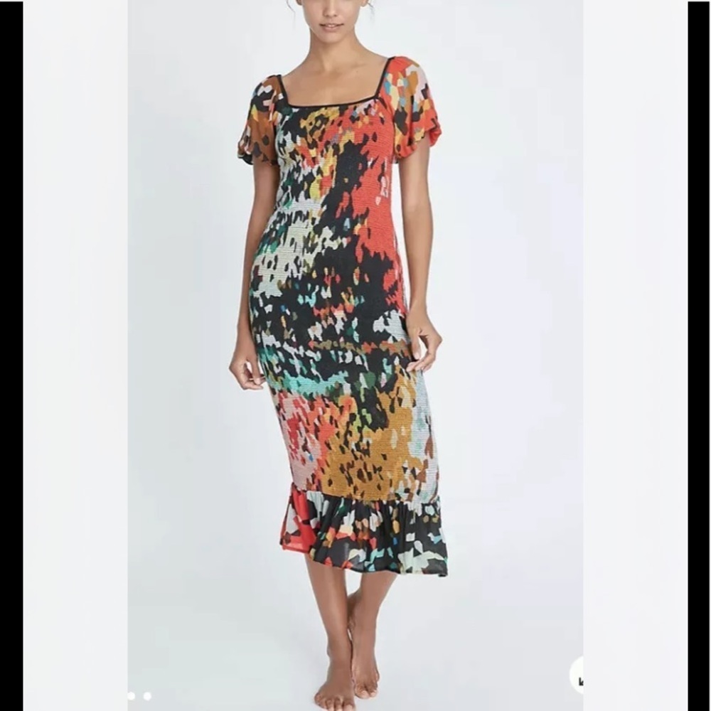 NWT Anthropologie Blnk Galina Smocked MIDI Dress size Small